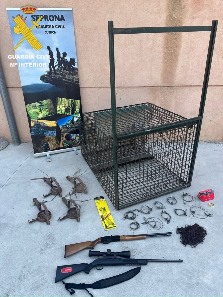 06/08/2026 La Guardia Civil detiene a 3 personas por la muerte de un lince ibérico en Cuenca..

Efectivos del Seprona de la Comandancia de la Guardia Civil de Cuenca, en el marco del ejercicio de la competencia exclusiva y específica como policía judicial e instrumental en todo el territorio nacional para perseguir delitos medioambientales, han desarticulado una organización criminal dedicada presuntamente a la eliminación sistemática de depredadores silvestres; investigación que se inició tras la localización, en abril de 2026, del cadáver de un lince ibérico abatido por disparos en el límite de los términos de Huelves y Barajas de Melo.

SOCIEDAD CASTILLA-LA MANCHA ESPAÑA EUROPA CUENCA AUTONOMÍAS
GUARDIA CIVIL